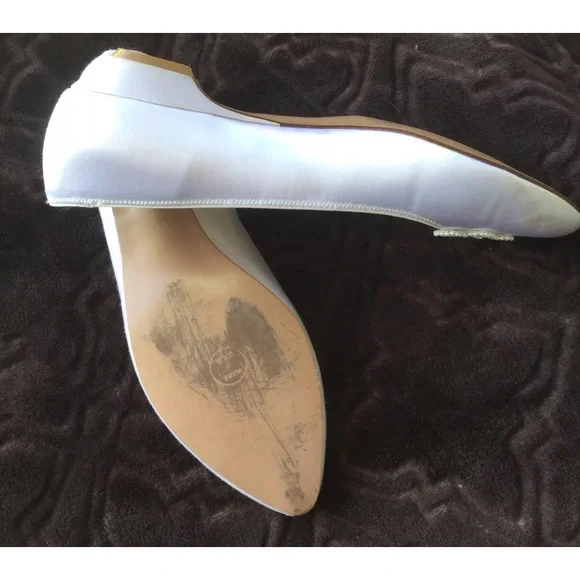Vtg Special Occasions By Saugus Shoe White Satin with beads - Picture 4 of 12